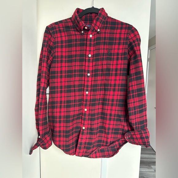 Ralph Lauren POLO Red and Black Plaid Classic Fit Shirt - Picture 9 of 10